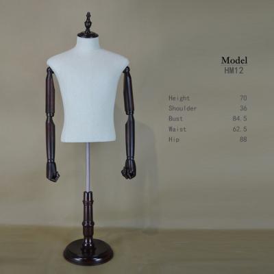 China Other Adjustable Wooden Arms Half Body Male Mannequin For Clothes Display for sale