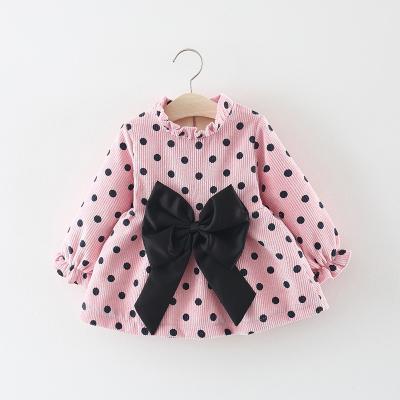 China Breathable Q156 Autumn&Winter New Arrival, Long Princess Dress, Bow Tie Girls' Sleeve Skirt With Waist. for sale