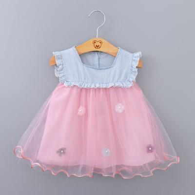 China 579 Summer New Arrival Girl Denim Vest Skirt Baby Fly Sleeve Breathable Vest Skirt for sale