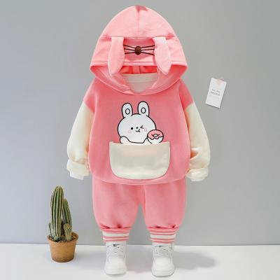 China Korean Style 2021 Casual Spring New Arrival Korean Style Hoodie Two Pieces Casual Cartoon Pants Stitching Loungewear 892 for sale