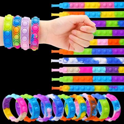 China Wiggle Person Sensory Toys Wristband Noise Bubble Anti-stress Colorful Wholesale TPR Unisex Soft Decompression Sensory Toys For Kids for sale