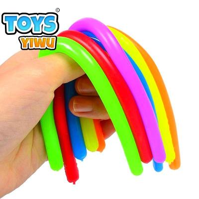 China Anti-stress TPR Material Eco-friendly Stretchy Neon Colorful Sensory Decompression Toys Busy Person Rope String Toys Color Design for sale