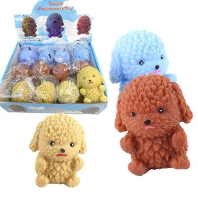 China Eco-friendly Squishy Dog Toys TPR Compression Stress Ball Teddy Dog Flour Pinch Vending Animal Soft Capsule for sale