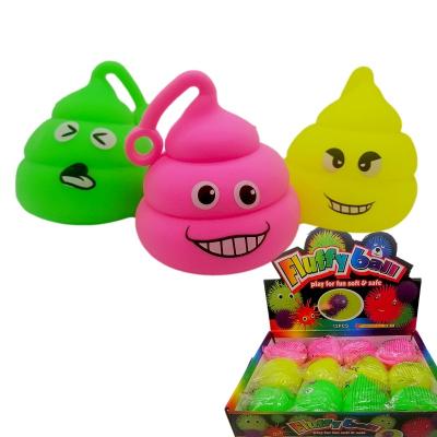 China Trigger Flashing Poo Toys Shape Poop Balls Toys TPR Squeeze LED Light Up Anti Strain Rope Colorful Color Wholesale Unisex Design for sale