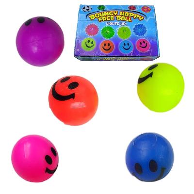 China Smiley Balls Toys For Kids Eco-Friendly Compression LED Material Flashing Light Up Stress Rebound Squeak Balls Face TPR Unisex Wholesale for sale