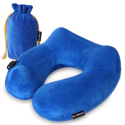 China Best Selling Inflatable Car Neck Foldable Air Support Amazon Neck Travel Inflatable Pillow with Pocket for sale