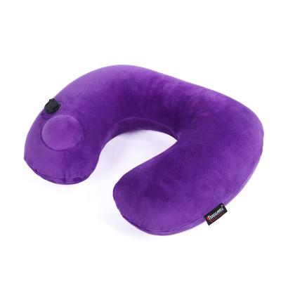 China Wholesale Neck and Custom PVC Flocking Comfortable U Shape Travel Inflatable Neck Pillow for sale