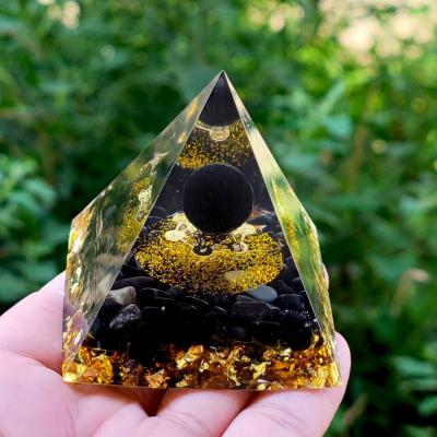 China Handmade Orgone Pyramid Natural Obsidian Crystal Therapy Orgonite Energy Meditati Decro 60mm from Europe for sale