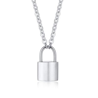 China Environmental Friendly Stainless Steel Trendy Silver Lock Fashion Necklace Pendant Jewelry For Women Gifts for sale