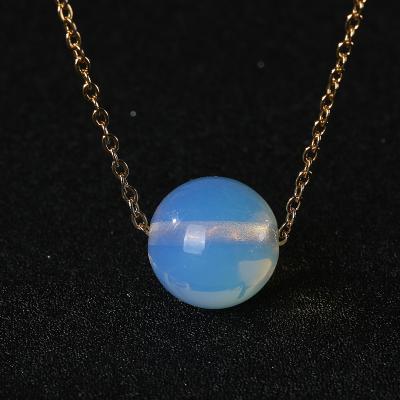 China FASHIONABLE Natural Copper Round Stone Jewelry Moon Bead Chain Fashion Pendant Necklaces For Women for sale