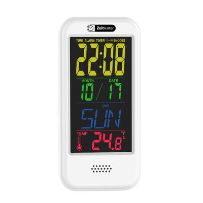 China Antique Style China Made LCD Color Screen Display Smart Wall Clock Battery Clock With Temperature for sale