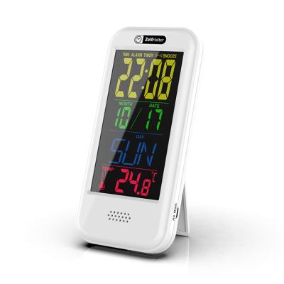 China Antique Style Spot LCD Color Screen Digital Alarm Clock LCD Clock Temperature Clock For Garden for sale