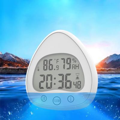 China Waterproof LUMINOVA LCD Screen Bathroom Clock Temperature and Humidity Countdown Bathroom Digital Wall Clock for sale