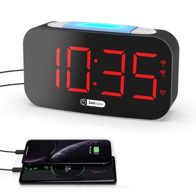 China Backlight Antique Desk Color LED Alarm Clock ABS Style Alarm Clock USB Charger Digital Clock for sale