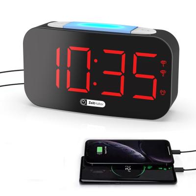 China Manufacturer Style 7 Color Desktop LED Clock Antique Chinese Digital Alarm Clock USB Charging Adapter for sale