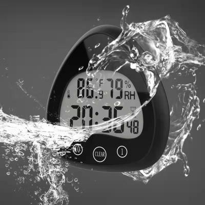 China LUMINOVA Amazon Water Clock Temperature Humidity Countdown Waterproof Bathroom Clock with Waterproof Thermometer for sale