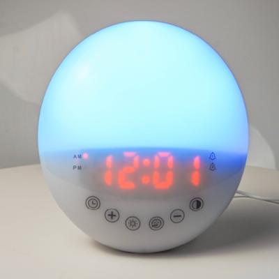 China 7colour Radio Sunset Wake Up Light Alarm Clock Usb Charger Clock Alarm Clock Radio for sale