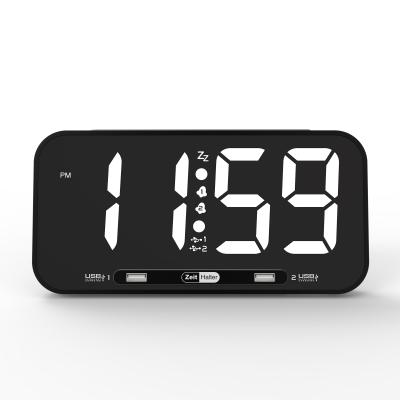 China USB Antique Multifunctional Desktop Mobile Phone Alarm Clock Digital Display Style Night Light Fill Wall Clock Big Large for sale