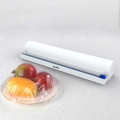 China Fruit Vegetable Sustainable Food Cutting Machine Household Kitchen Household Elastic Double Cassette Sliding Knife PVC Cling Film Machine for sale