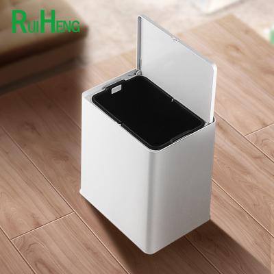 China Touchpad white portable double-layer trash cans / household plastic trash cans / assorted trash cans for sale