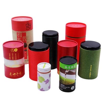 China Handmade Customized Tea Paper Tube Packaging Round Tea Gift Box With Paper Lid/Iron Lid/Plastic Lid for sale