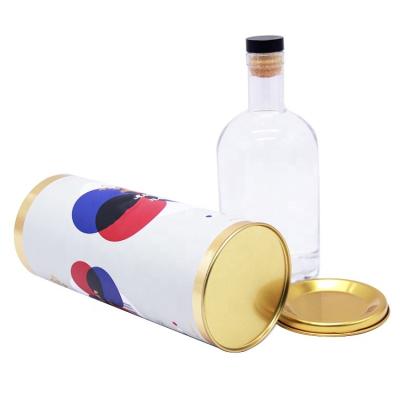 China Cylinder Handmade Cardboard Box With Iron Cover Whiskey Box Wine Glass Tube Box Bottle Packaging for sale