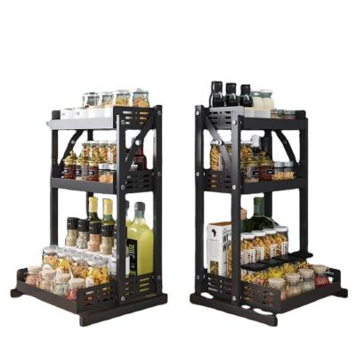 China Sustainable Kitchen Spice Rack Organizer 3 Tier Cabinet Countertop Set With Metal Storage Steel Shelf For Jar Bottles Glass Rack for sale