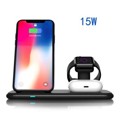 China Custom Smart Type-c 9V-2A Waterproof Portable Black Quickly Cell Phone /USB Phone Watch/Watch/Earphone 4 in 1 Best Phone Wireless Chargers Wireless Charger for sale