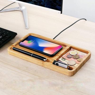 China Hot Sale Fast Waterproof Smart Desktop Phone Free Sample Convenient Efficient Charger Tray Wooden Wireless Charger With Bamboo for sale