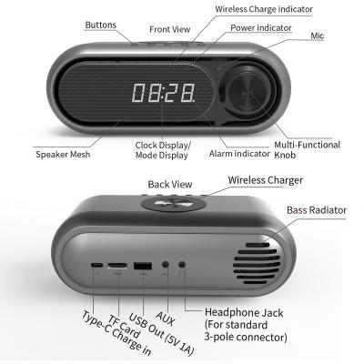 China Smart Watch Trending WD300 BT FM Charger Speaker Lamp Digital Alarm Clock 6 IN 1 Wireless Charger for sale