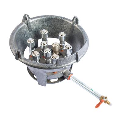 China Cast Iron Portable Outdoor Gas Wok Medium Pressure Gas Stove For Natural Gas 9 Fire Flues for sale