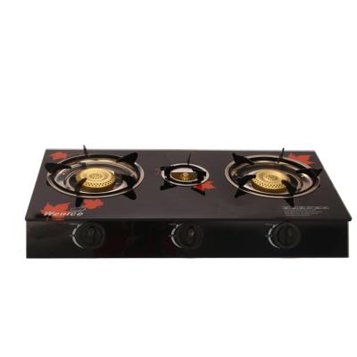 China Wholesale 3 burner tempered glass top gas stove hot sale porcelain cooktop kitchen household gas stove for sale