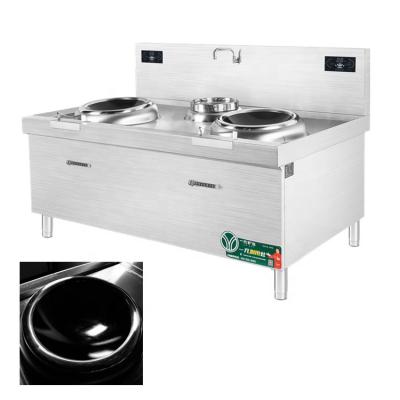 China 15kW Hotel Restaurant Commercial 2 Dual Burners Stainless Steel Wok Induction Cooker for sale