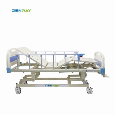 China 3 Function Manual Crank Medical Hospital Bed With Pp Guardrails for sale