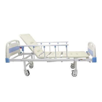 China Aluminum Alloy Guardrails Manual Crank Medical Hospital Bed With Noiseless Casters for sale