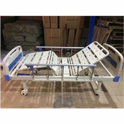 China Aluminum Alloy Guardrails 2 Function Manual Crank Medical Hospital Bed for sale