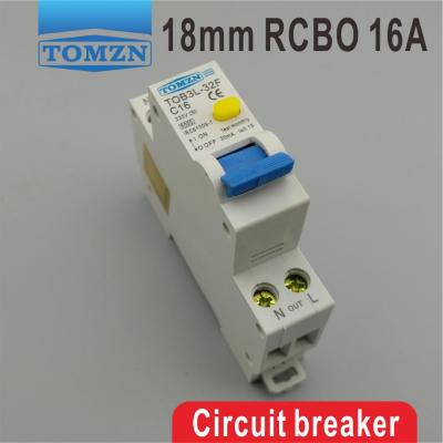 China TOB3L-32F 18MM RCBO 16A 1P+N 6KA Residual Current Circuit Breaker With Over Current And Leakage Protection 6KA for sale