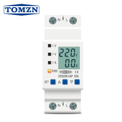 China 80A 110V 230V Din Rail Adjustable Over Current Voltmeter KWH DDS238-VAP Under Protective Device Protector Voltage Limit Protection for sale