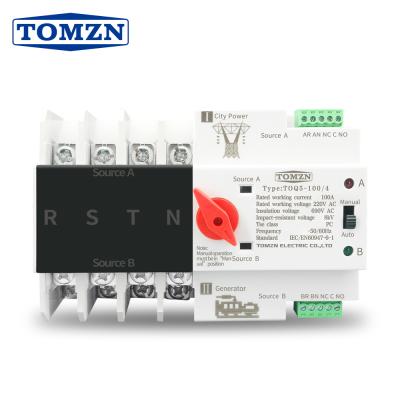 China 3 Phase Din Rail ATS Dual Power Transfer Automatic Switch Selectors Electric Uninterrupted Power 4P 63A 100A 125A TOQ5-63/4P for sale