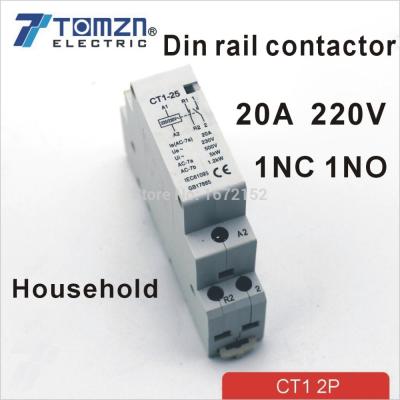 China CT1 2P 20A 1NC 1NO 220V/230V 50/60HZ Din Rail Household AC Contactor CT1-20-2P for sale