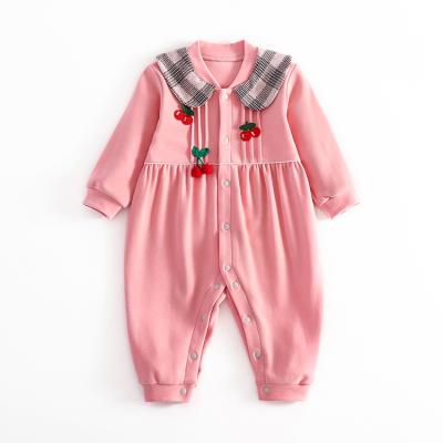 China Organic Cotton Baby Boy Girl Overalls Clothes Autumn Winter Long Sleeve Button Romper Soft Comfortable Newborn Baby One-Piece Overalls for sale