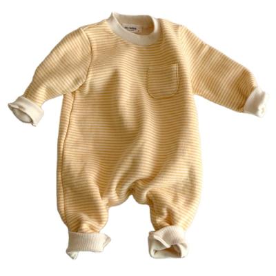 China Autumn Baby Clothing Newborn Baby Boy Girls Romper Cotton Long Sleeve Soft Cozy Stripe Overalls Set Outfits for sale