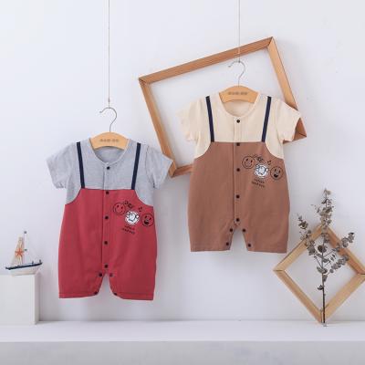 China Soft Comfortable Cute Newborn Baby Clothes Romper Jumpsuit Straps Braces Outfit Set for sale