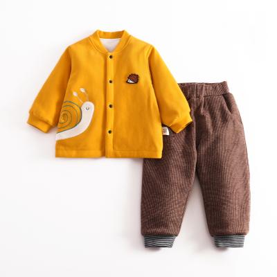 China New Design Crewneck Plain Anti-shrink Sweatshirt Cotton Baby Yellow Slim Suits For Boys for sale