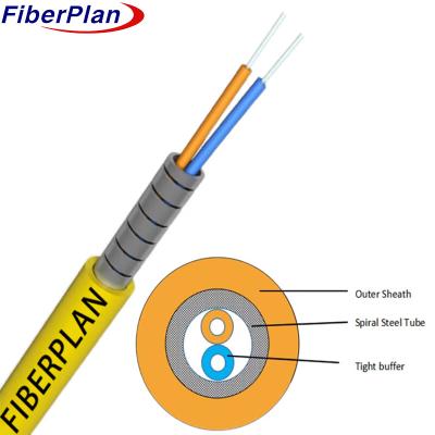 Chine Cable à fibre optique en acier en spirale à 2 noyaux blindé intérieur à vendre