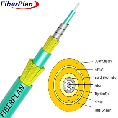 China Double Sheath Spiral Steel Kevlar Strengthen Single Core Fiber Optic Cable for sale