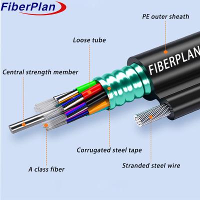 China 4-48 Core GYTC8S Armored Figuur 8 Aerial FTTH fiber optic cable Te koop