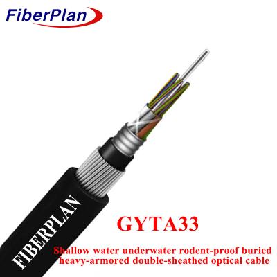 China GYTA33 Optische kabel 4 6 8 12 24 48 Kern G652D SM Onderwater gewapende staaldraad Te koop