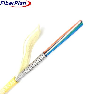 China 2 Core Spiral Steel Fiber Optic Armoured Cable Single/ Multi Mode Crush / Rodent Resistance GJSFJV Indoor Outdoor for sale