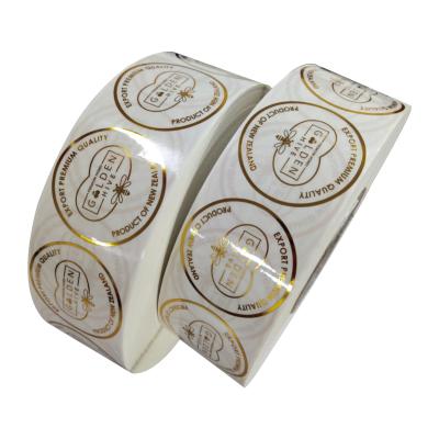 China High Quality Customized Transparent Printing Self Adhesive Sticker Roll Logo Label Gold Foil Waterproof Label for sale